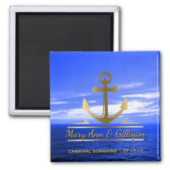 Nautical Gold Anchor Ocean Cruise Wedding Favor Magnet by angela65 at Zazzle