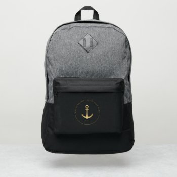 Nautical Gold Anchor Port Authority® Backpack by istanbuldesign at Zazzle