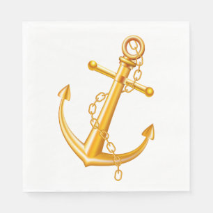 Nautical Gold Anchor Wedding Beach Summer Boat Napkins