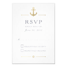 Nautical Gold Anchor White Response RSVP Card