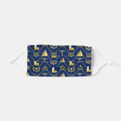 Nautical Gold and Navy Blue Adult Cloth Face Mask (Front, Folded)