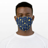 Nautical Gold and Navy Blue Adult Cloth Face Mask (Worn)