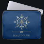 Nautical Gold Boat Wheel,Navy Blue     Laptop Sleeve<br><div class="desc">This image features an gold boat wheel, on a navy blue background.</div>
