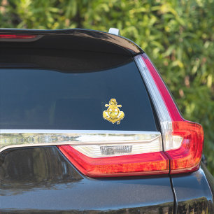 Nautical gold tone silhouette boat anchor/wheel sticker