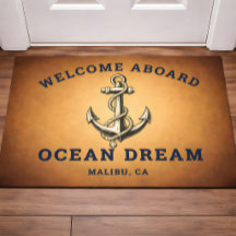 Nautical Gold Welcome Aboard Boat Name Anchor