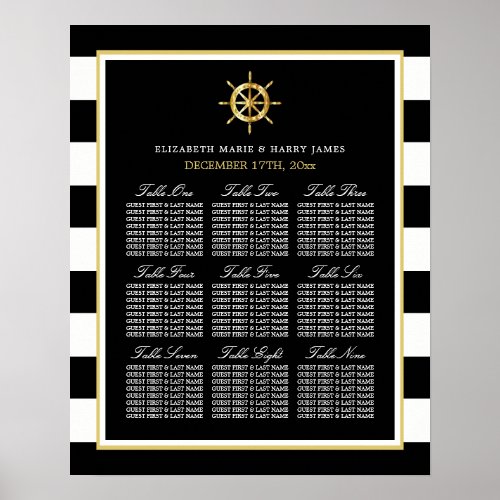 Nautical Gold Wheel Black  Gold Seating Chart