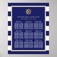 Nautical Gold Wheel, Navy & Gold Seating Chart