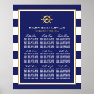 Nautical Gold Wheel, Navy & Gold Seating Chart
