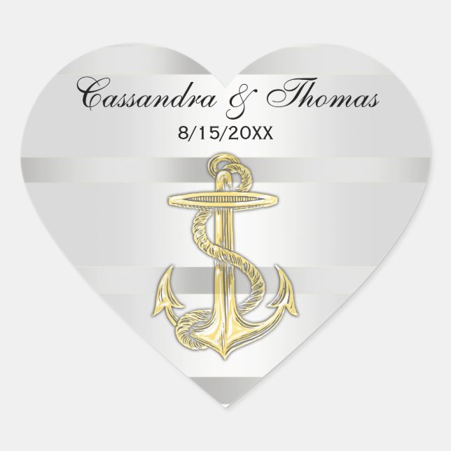 Nautical Golden Anchor White BG H Envelope Seals (Front)