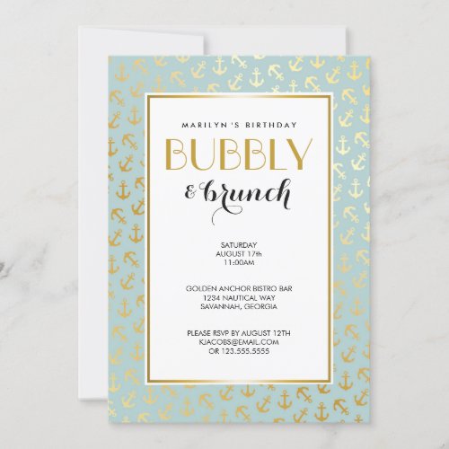 Nautical Golden Anchors Pattern Invitation