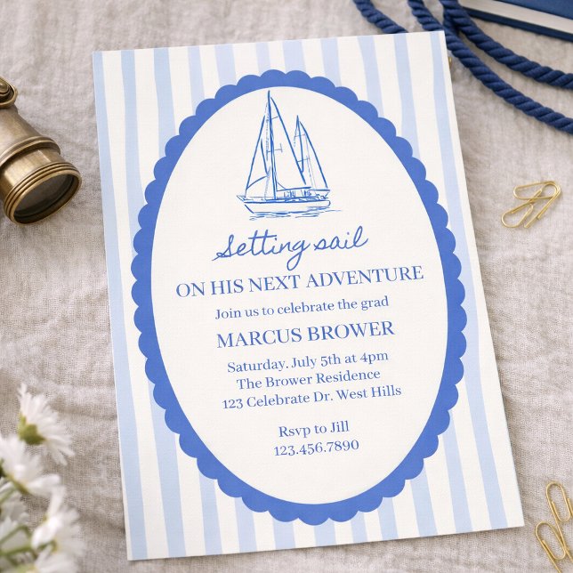 Nautical Graduation, Boys Graduation Party Invitation (Creator Uploaded)