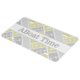 Nautical Gray Anchor License Plate
