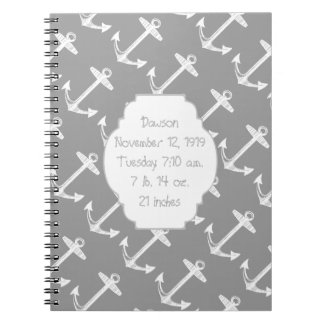 Nautical Gray Anchor Notebook