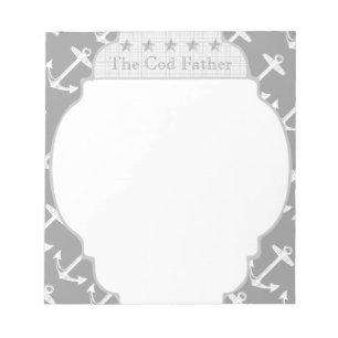 Nautical Gray Anchor Notepad