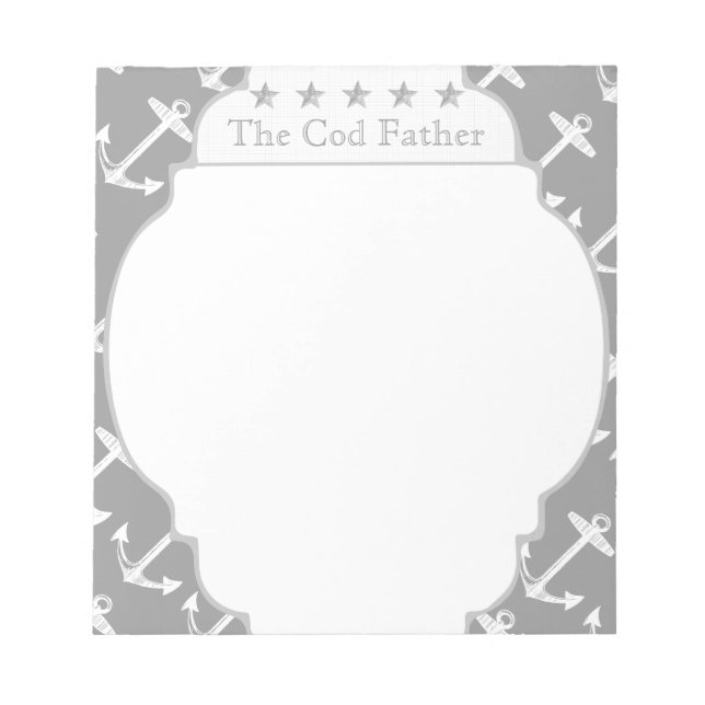 Nautical Gray Anchor Notepad (Front)