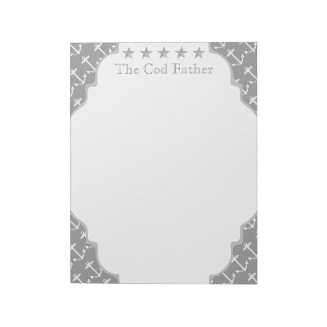 Nautical Gray Anchor Notepad (Rotated)