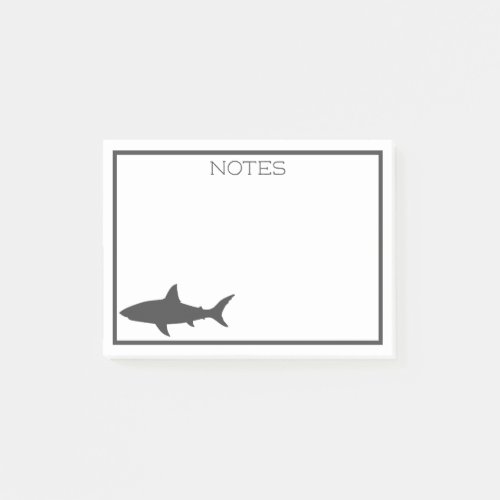 Nautical Gray Shark Silhouette Post_it Notes