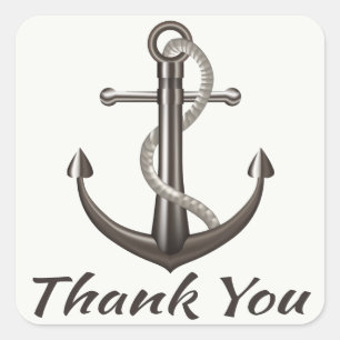 Nautical Gray Thank You Ship Anchor Beach Wedding Square Sticker
