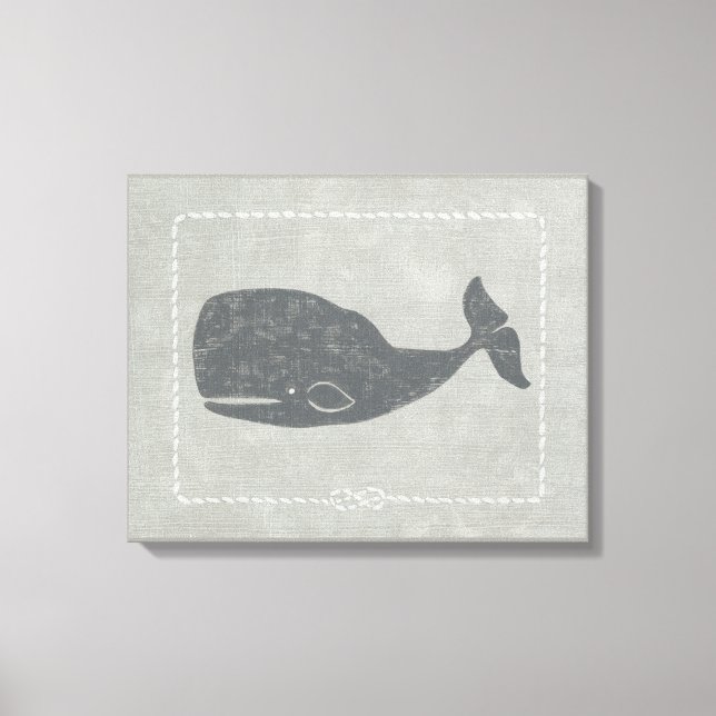 Nautical Gray Whale Canvas Print (Front)
