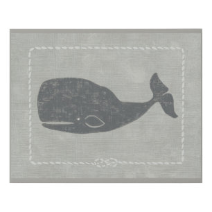 Nautical Gray Whale Faux Canvas Print