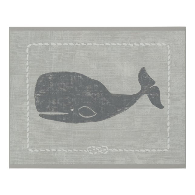 Nautical Gray Whale Faux Canvas Print (Front)