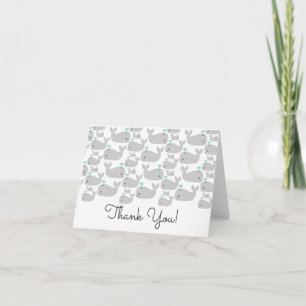 Nautical Gray Whales Baby Shower Thank You Note Card