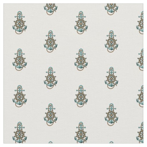 Nautical Green Anchor Boating Marine Theme Fabric