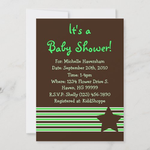 Nautical Green and Brown Baby Shower Invitation