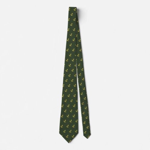 Nautical Green and Yellow Anchor Tie