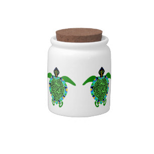 Nautical - Green Sea TURTLE - Animal lover - Candy Jar
