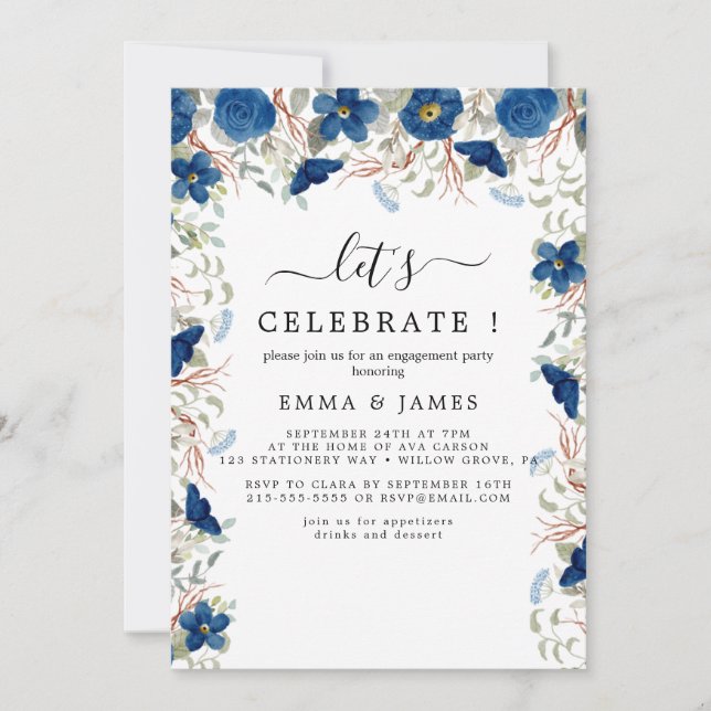 Nautical Greenery Celebration Invite (Front)