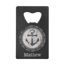 Nautical Grungy Anchor Blackboard Bottle Opener