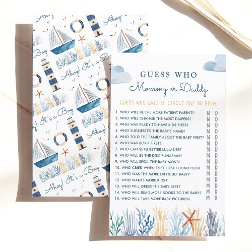 Nautical Guess Who Baby Shower Game