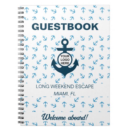 Nautical Guestbook Navy and light blue Anchor Notebook