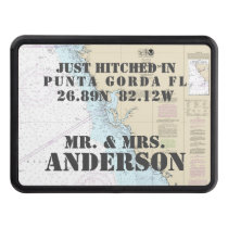 Nautical Gulf Coast FL Just Hitched Just Married Trailer Hitch Cover