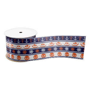 Nautical Halloween pattern Satin Ribbon