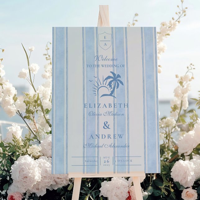 Nautical Hand Drawn Palm Tree Wedding Foam Board (Creator Uploaded)