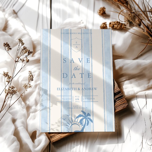 Nautical Hand Drawn Palm Tree Wedding Save The Date (Creator Uploaded)
