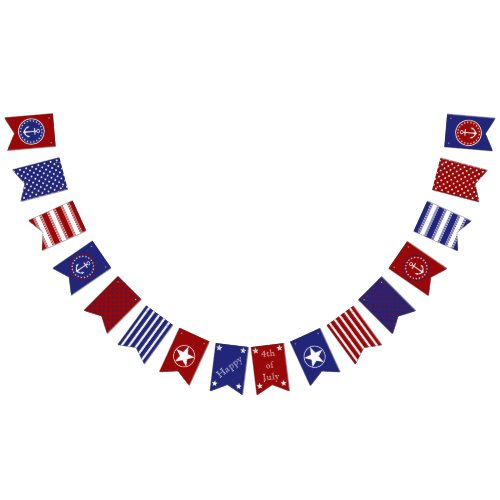 Nautical Happy 4th of July Bunting Flags