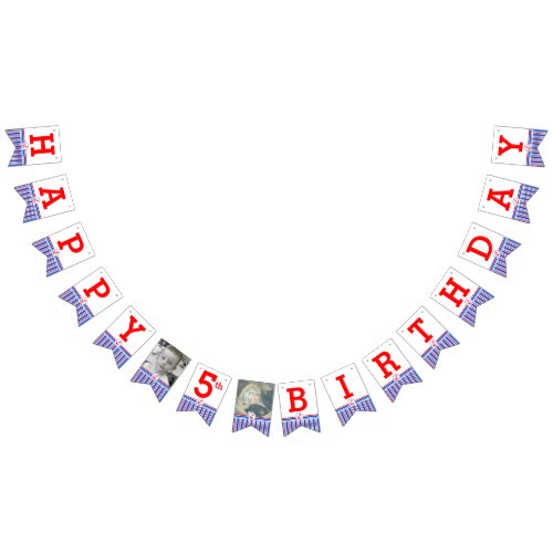 Nautical Happy Birthday 5th kids age bunting Bunting Flags