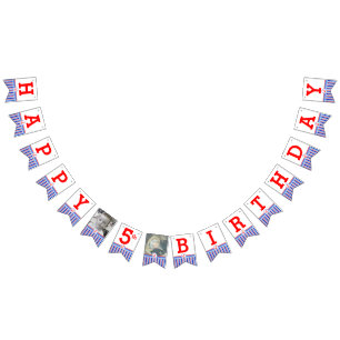 Nautical Happy Birthday 5th kids age bunting Flags