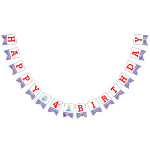 Nautical Happy Birthday kids age bunting Bunting Flags