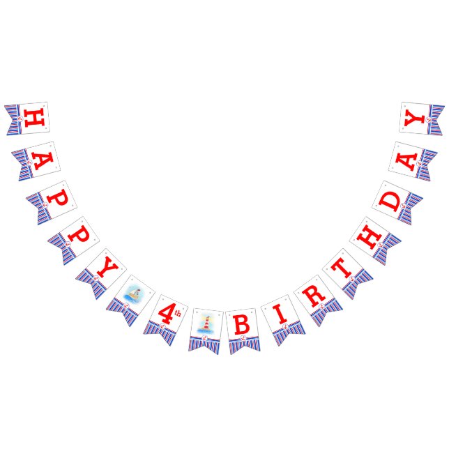 Nautical Happy Birthday kids age bunting Flags (All)