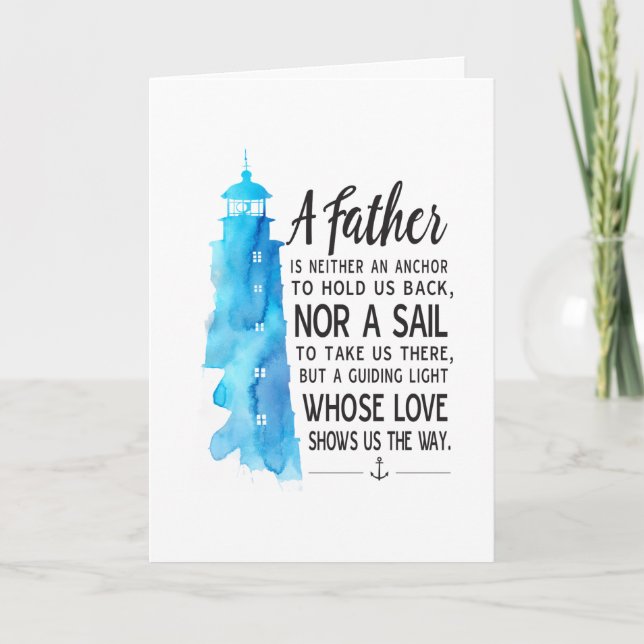 Nautical Happy Father's Day Blue Watercolor Card (Front)