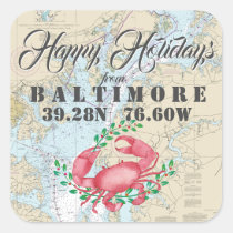 Nautical Happy Holidays from Baltimore Square Sticker