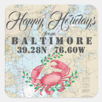 Nautical Happy Holidays from Baltimore Square Sticker