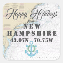 Nautical Happy Holidays from New Hampshire Square Sticker