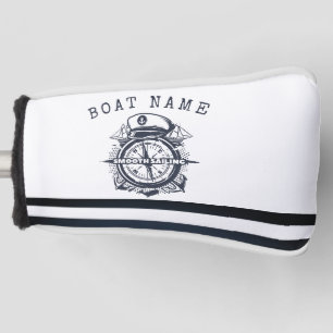 Nautical Hat, Anchor,Wheel Navy Blue Striped   Golf Head Cover