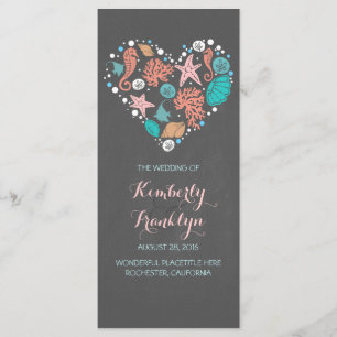 Nautical Heart Beach Wedding Programs