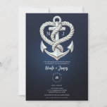 Nautical Heart Rope Anchor Coastal Navy Engagement Invitation
